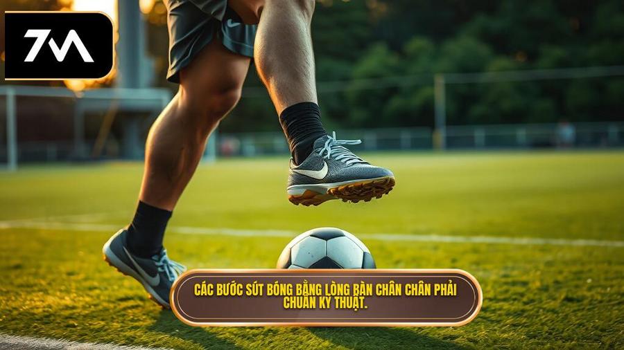 Các bước sút bóng bằng lòng bàn chân chân phải chuẩn kỹ thuật.